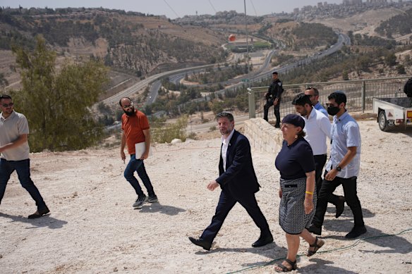 Israeli Finance Minister Bezalel Smotrich arrives for a press conference about a new settlement construction in the Israel-occupied West Bank in August.