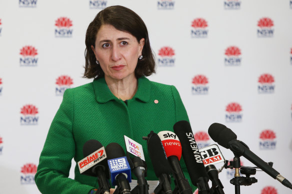 NSW Premier Gladys Berejiklian during Wednesday’s COVID-19 update and press conference.