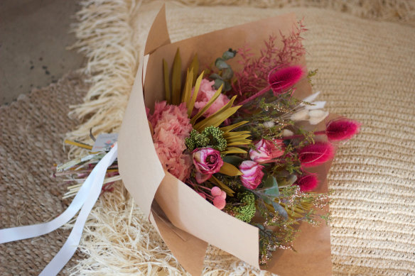 Harvest Botanica’s “Blush with Love” dried bouquet.