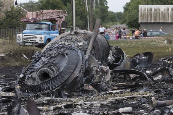 The wreckage of the MH17 flight, which was shot down in Ukraine in 2014.