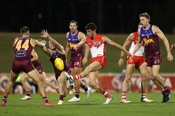 The Lions taking on the Swans in the Community Series match on Thursday.