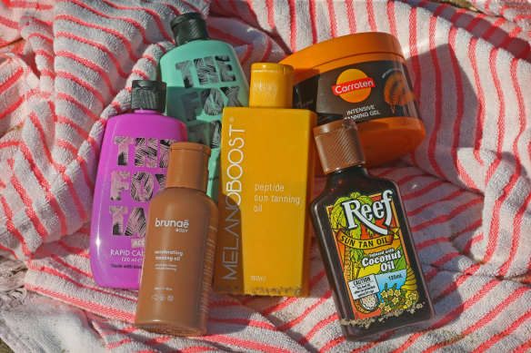 These tanning oils continue to be used by young Australians.
