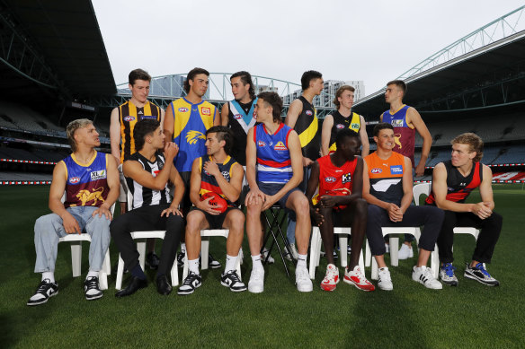 The Victorian-based first round draftees at Marvel Stadium on Thursday.