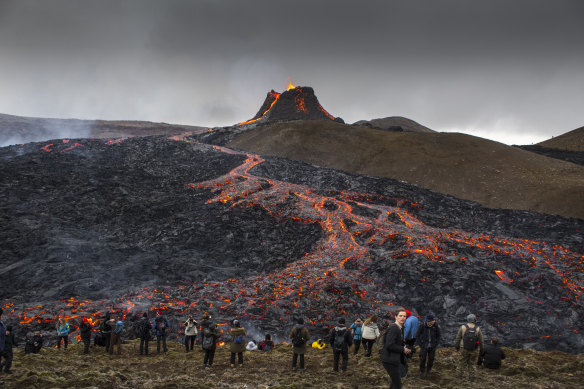 Thousands of people have travelled to the area to watch the eruption. 