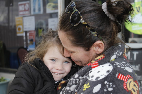 Alice, 4, has been sleeping in a car with her mother Sharra.