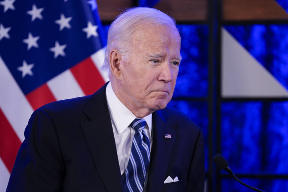 President Joe Biden listens as he meets with Israeli Prime Minister Benjamin Netanyahu.