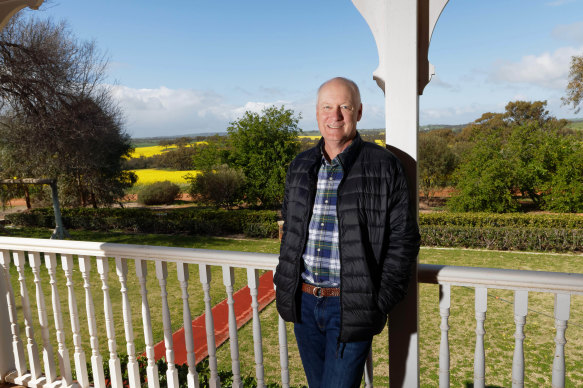 Veteran chairman Richard Goyder at his farm north-east of Perth.