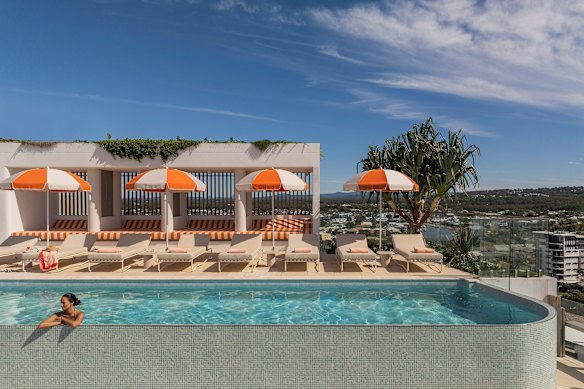 Panoramic views await from the private rooftop pool. 