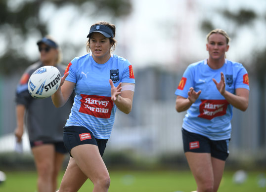 Blues halfback Rachael Pearson at training ahead of Thursday night’s Origin game.