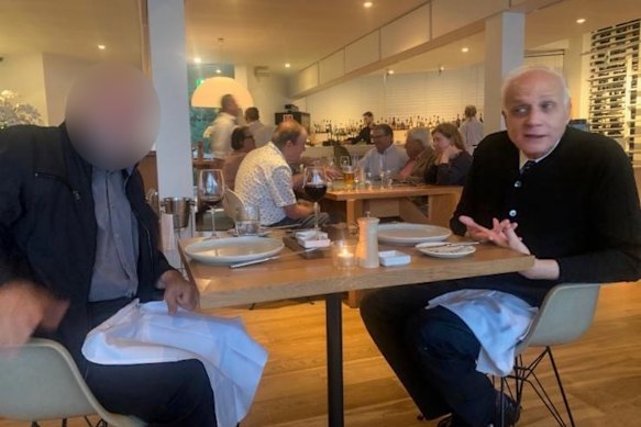 David Stewart or Oshri Schwarz? Stewart, right, at a lunch in Sydney in 2023.