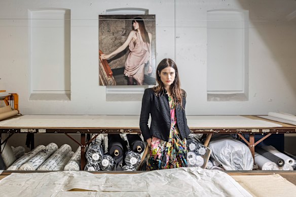Fashion designer Anna Plunkett, one half of label Romance Was Born, at the Carla Zampatti warehouse in Waterloo.