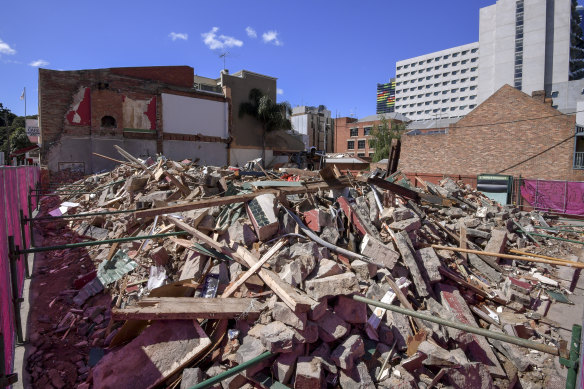 The rubble of the Corkman Irish Pub the day after it was illegally demolished in 2016.