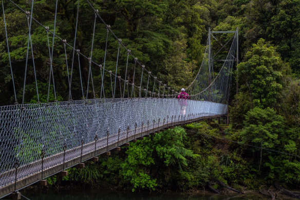 The Pyke River swing bridge.