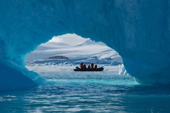 Cruising amidst the ice fields in Antarctica.
