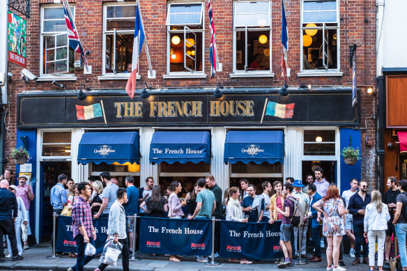 The French House pub in Soho, London, was a well-known haunt of artists and writers.