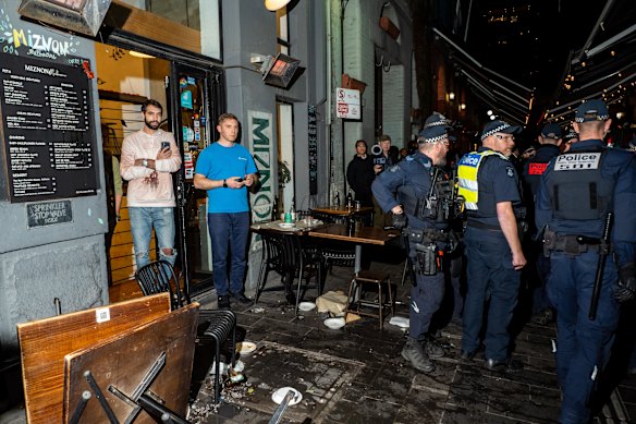 The aftermath at Miznon on Friday night.