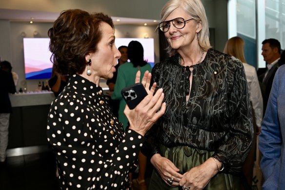 Tennis Australia chair Jayne Hrdlicka with Governor-General Sam Mostyn at the Inspirational Series event at Zinc at Federation Square.