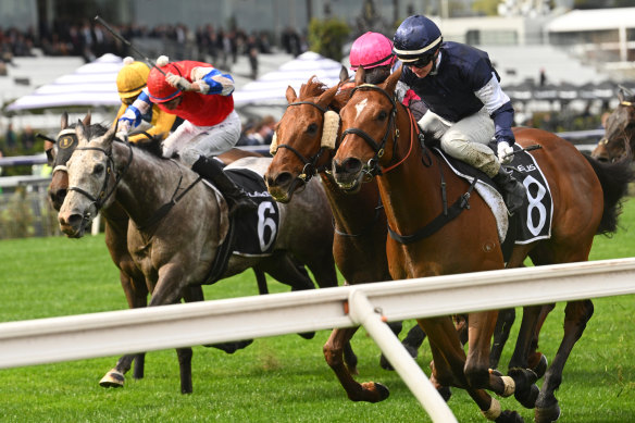 Jamie Kah pilots Point King to victory in the Lexus Archer Stakes.