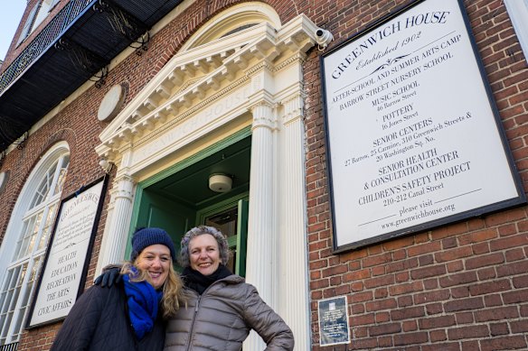 Greta Gertler Gold and Hilary Bell outside the Greenwich House Theatre in the Village, where Picnic at Hanging Rock will premiere.