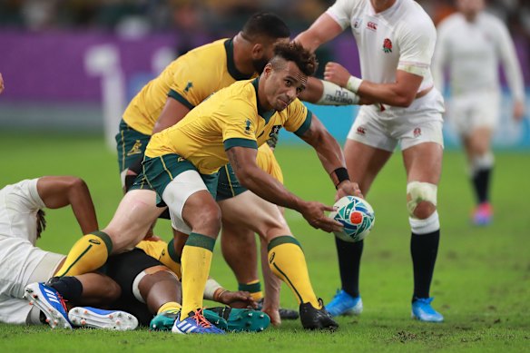 Will Genia in action for the Wallabies at the 2019 Rugby World Cup.