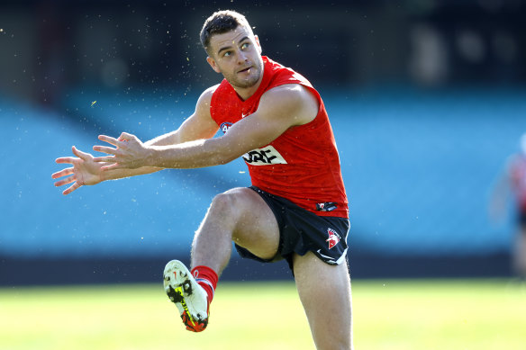 High energy: Tom Papley at Swans training.