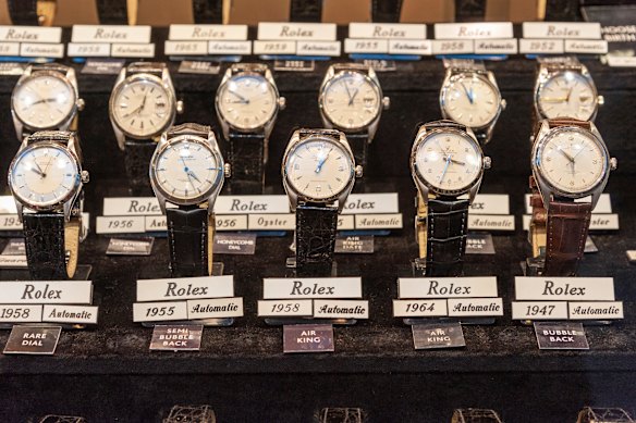 Vintage Rolex watches in a shop window: the prices of Swiss watches continue to soar.