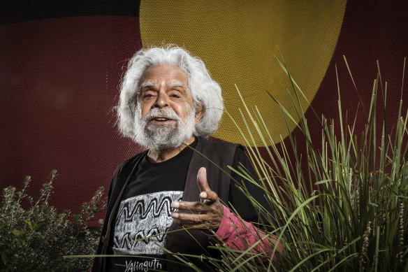Uncle Jack Charles lays it on the line at the Victoria Aboriginal Health Service in Fitzroy Melbourne.