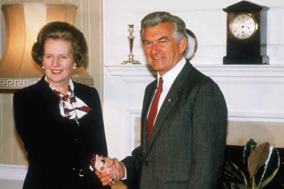 Bob Hawke and Margaret Thatcher 