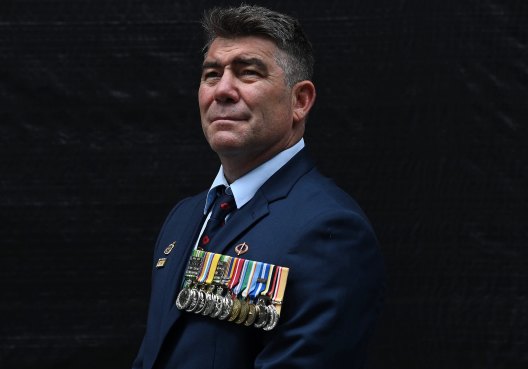 Afghanistan veteran Peter Rudland at the Remembrance Day ceremony at the Cenotaph in Martin Place.