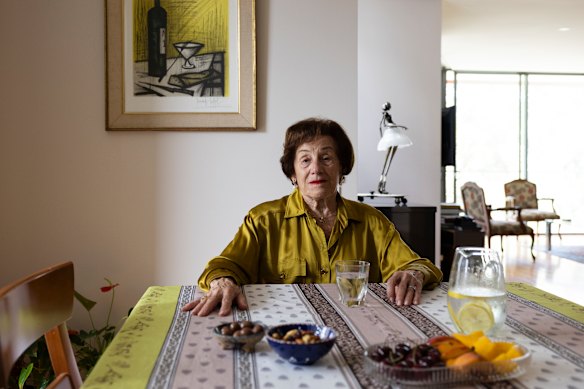 Mimi Wise sits in her Sydney home, 80 years after arriving in Australia. 