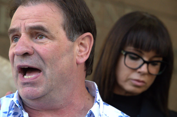 CFMEU secretary John Setka and Emma Walters leave the Melbourne Magistrates Court in June 2019, after Mr Setka pleaded guilty to two charges.