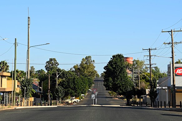 The streets of Lake Cargelligo were deserted on Friday as police searched for Julian Ingram.