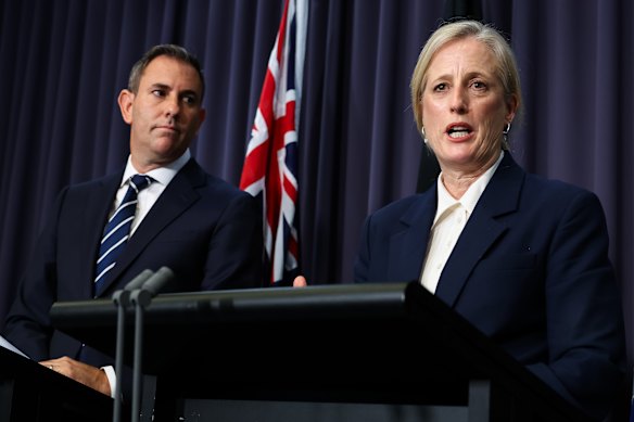 Treasurer Jim Chalmers and Finance Minister Katy Gallagher reveal the budget continues to bleed because of collapsing tobacco excise.