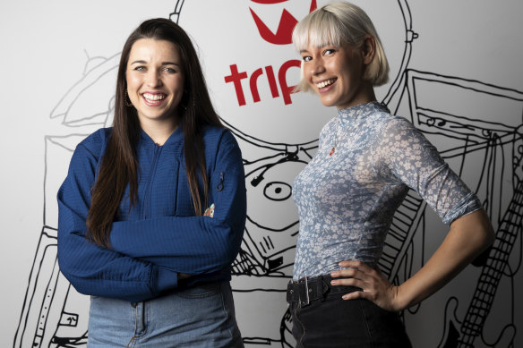 "First and foremost, we're musicians" New Triple J breakfast hosts Erica Mallett, left,  and Sally Coleman. 