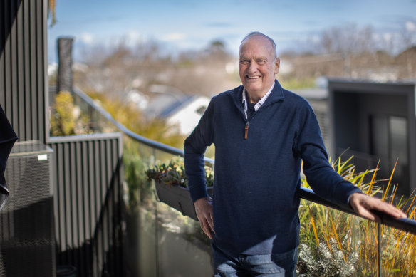 Williamstown local Geoff Dougall on his balcony.