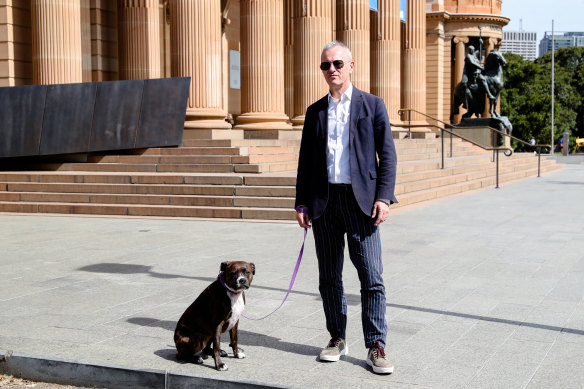 Locked out: Michael Brand outside a deserted Art Gallery of NSW.