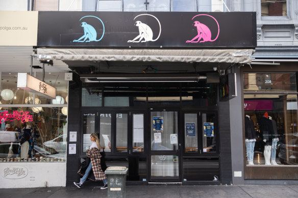 The Three Monkeys on Chapel Street in Prahran on Wednesday. The bar was added to the list of exposure sites on Wednesday morning.