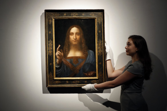 The “Salvator Mundi” on display at Christie’s auction rooms in London in October 2017.