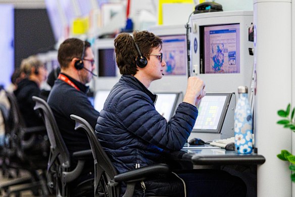 Air traffic controllers at work at Air Services Australia’s Melbourne facility.