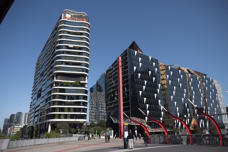 Coles coming: The 720 Bourke Street building, left, previously occupied by Medibank, will be the supermarket’s new HQ from 2027.