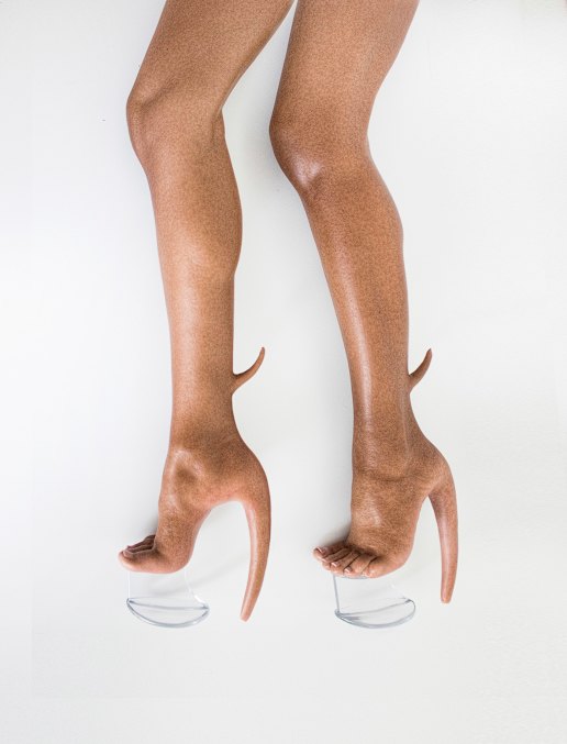 Fecal Matter, Canada (fashion house) Steven Bhaskaran and Hannah Dalton, Skin heel boots, 2020.