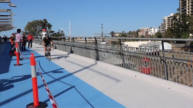 The Goodwill Bridge surface was too slippery for some cyclists.