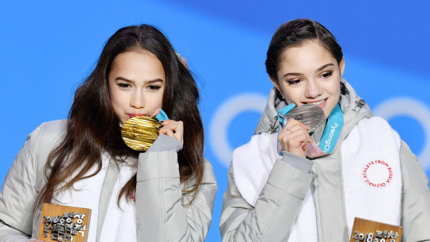 Olympics Athletes from Russia such as Alina Zagitova and Evgenia Medvedeva have not been competing under the Russian flag.