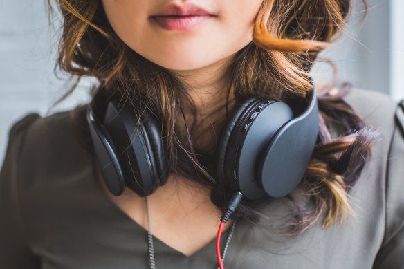 Music player with sale headphones