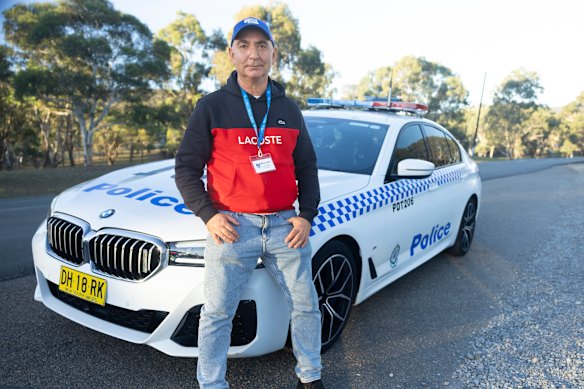 The author (and wannabe cop) at the Goulburn police academy.