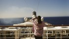 Exploring the top floor of the Rotterdam cruise ship.