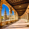 Grand columns and arches of Plaza de Espana.