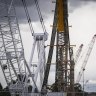 Construction of the North East Link on Bulleen Road last October. 