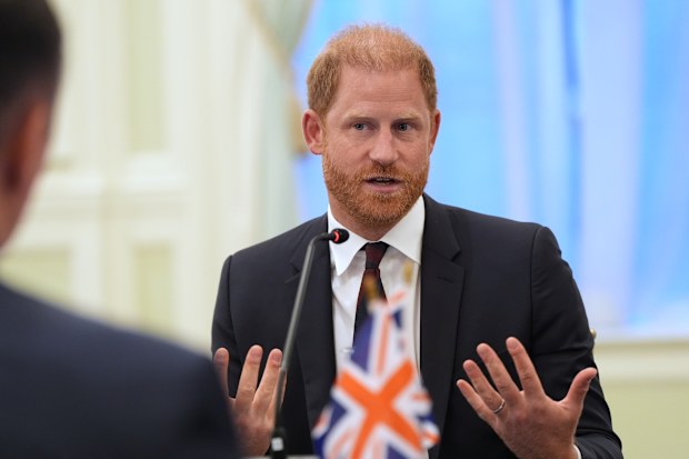 Prince Harry, the Duke of Sussex, speaks at a roundtable about support for veterans