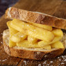 The “chip butty” –  a staple of the English diet.
